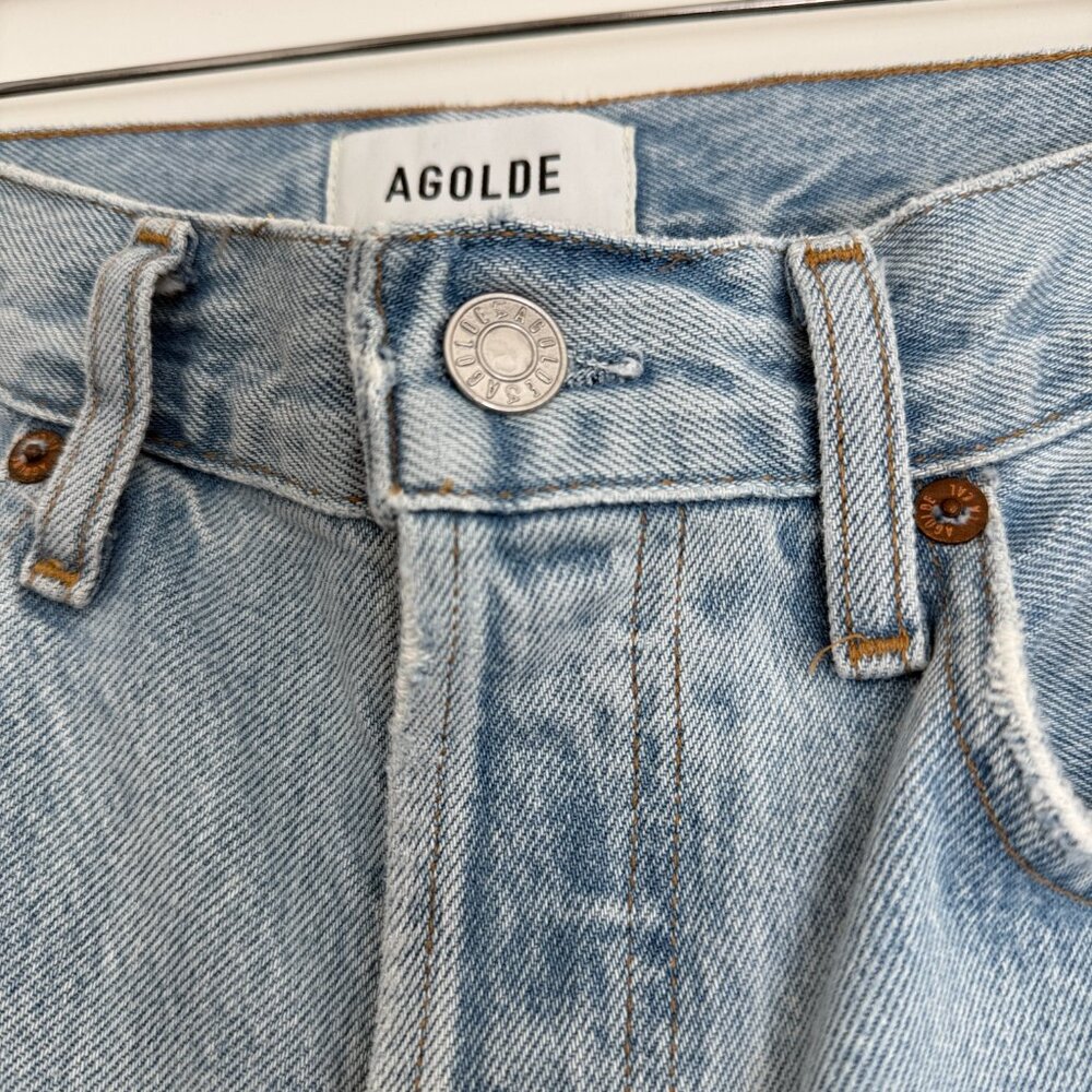 Agolde '90s Ripped Mid Rise Crop Relaxed Straight Leg Jeans - Picture 5 of 8